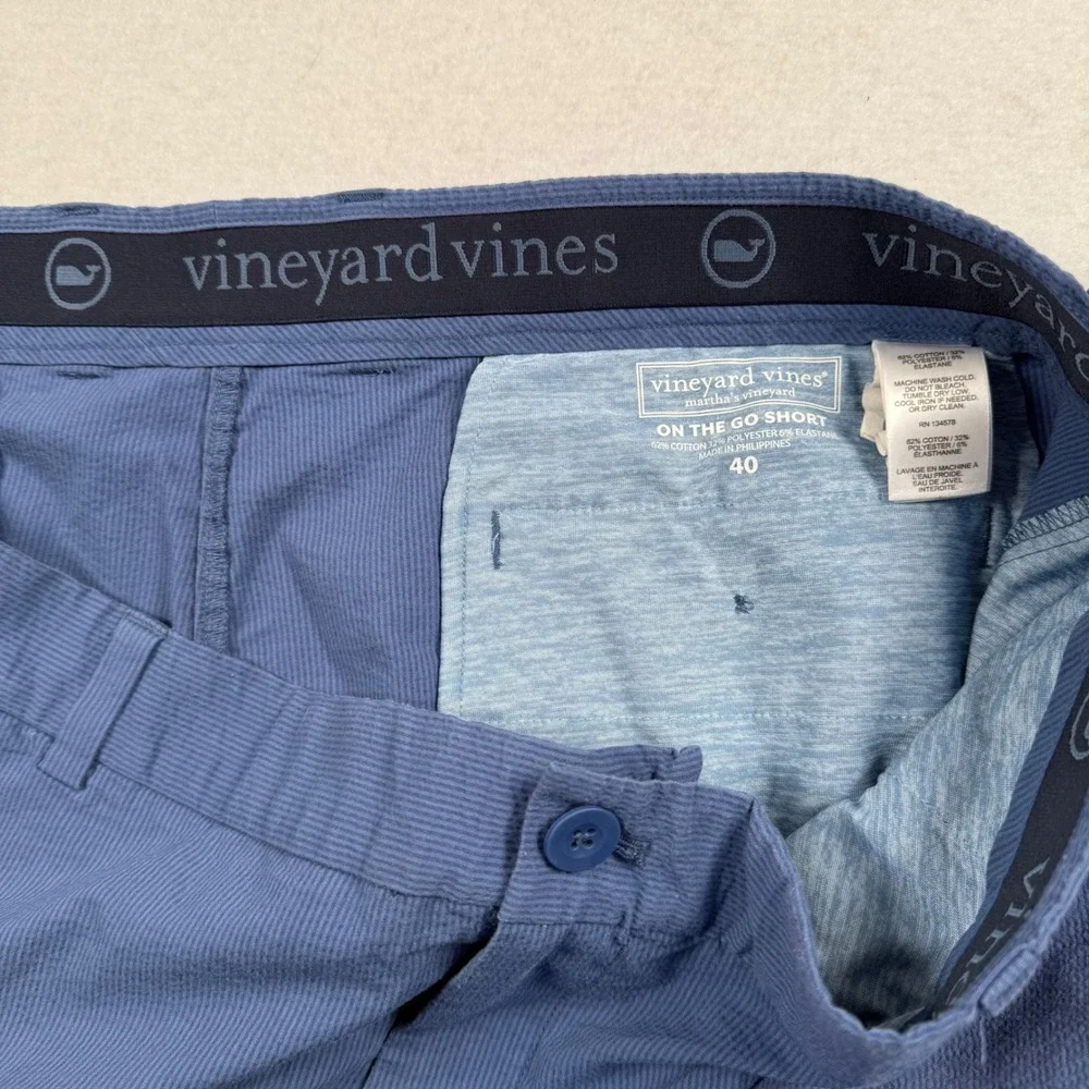 Vineyard Vines On The Go Shorts‎ Mens 40 Blue Textured Stretch 1H001052